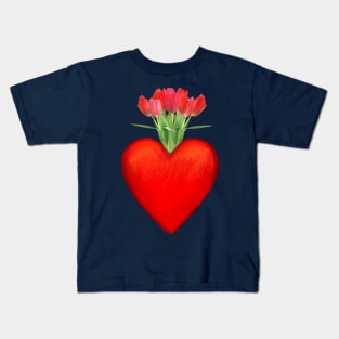 The heart is full of tulips Kids T-Shirt